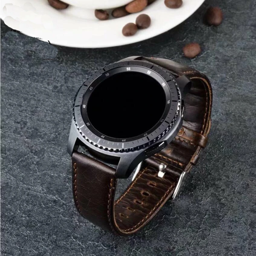 Кожаный ремешок для samsung Galaxy watch 42 46 band active gear sport S2 S3 Neo Live Ticwatch E 1 2 pro zenwatch 1 2 браслет