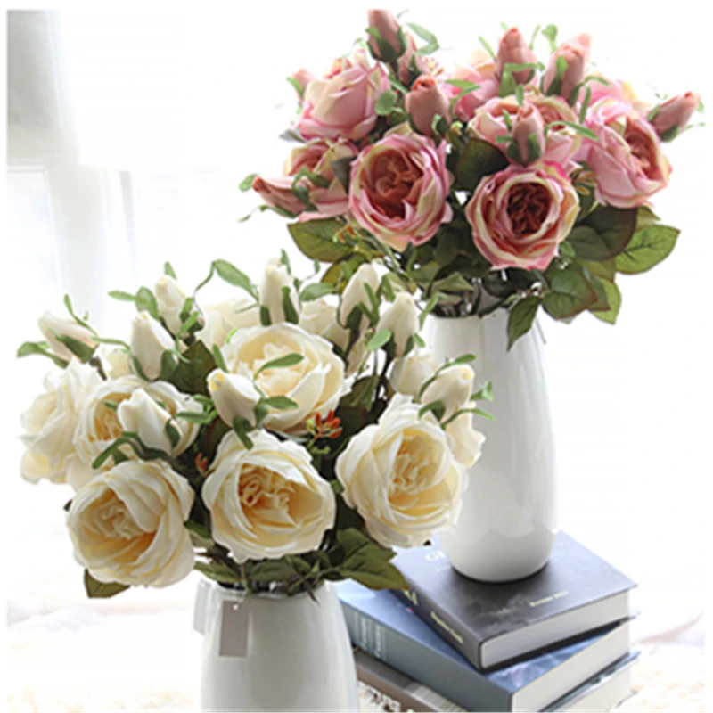 20 шт./лот превосходный искусственный Французский розовый цветок цветочные