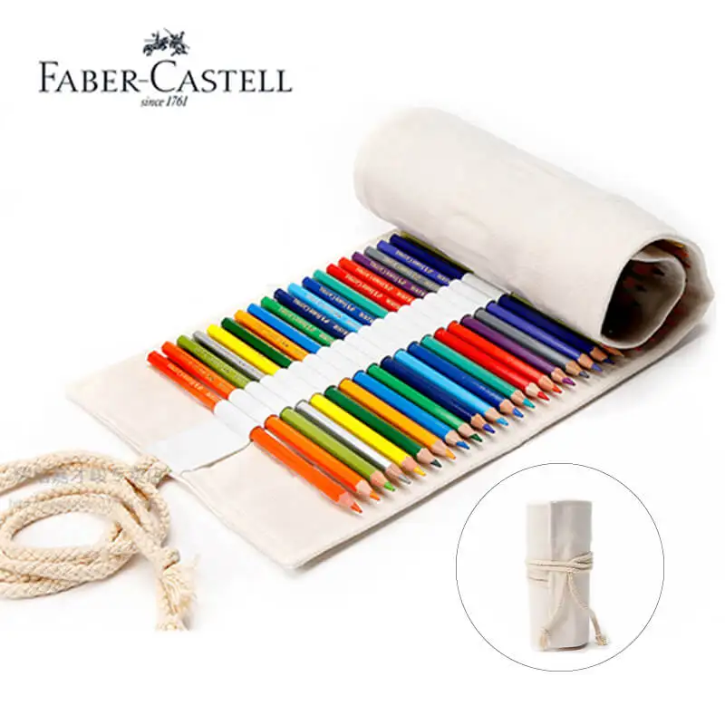 

Faber Castell Colored Pencils Roll up Pouch 50/64/76 Hole Canvas Pen Bag Stationary Case Makeup Cosmetic Pencil box Art Supplies