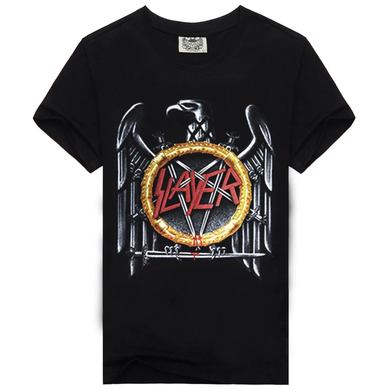 Rocksir band SLAYER, дизайнерская мужская футболка, высокое качество, хлопок, короткий рукав, Повседневная Мужская рок-футболка, брендовая одежда, футболки# SFY11 - Цвет: SFYDY11BK