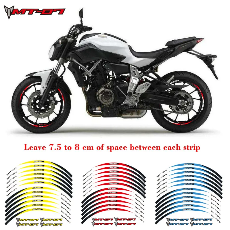 

Hot sell High quality Motorcycle 17 inch Wheel Sticker Decal Reflective Rim Bike Suitable For YAMAHA MT-07