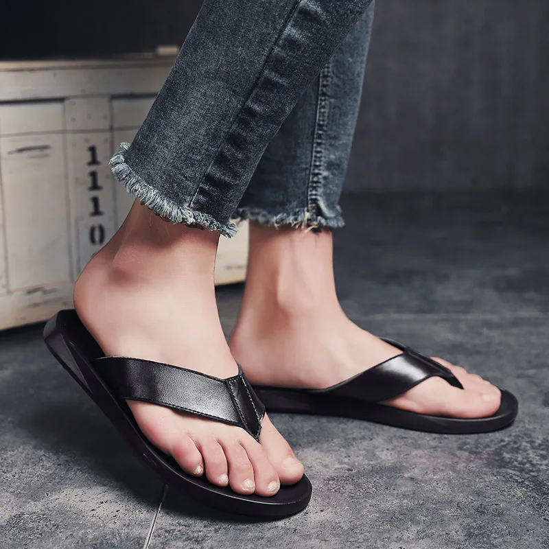 Мужские Пляжные шлепанцы на толстой подошве выразительные сандалии из