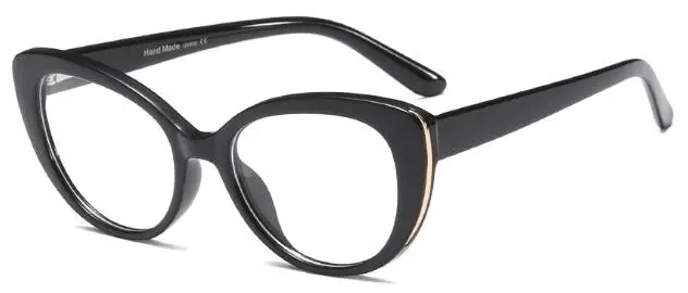 C1 bright black Модные женские очки для глаз кошки рамка милые очки оправы для оптики ретро очки для работы за компьютером очки прозрачные очки мужские - Цвет оправы: C1 bright black