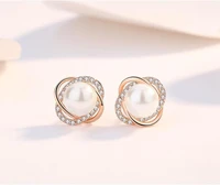 romantic style inlaid multicolor pearl stud earrings jewelry artificial diamonds of fashionable women stud earrings