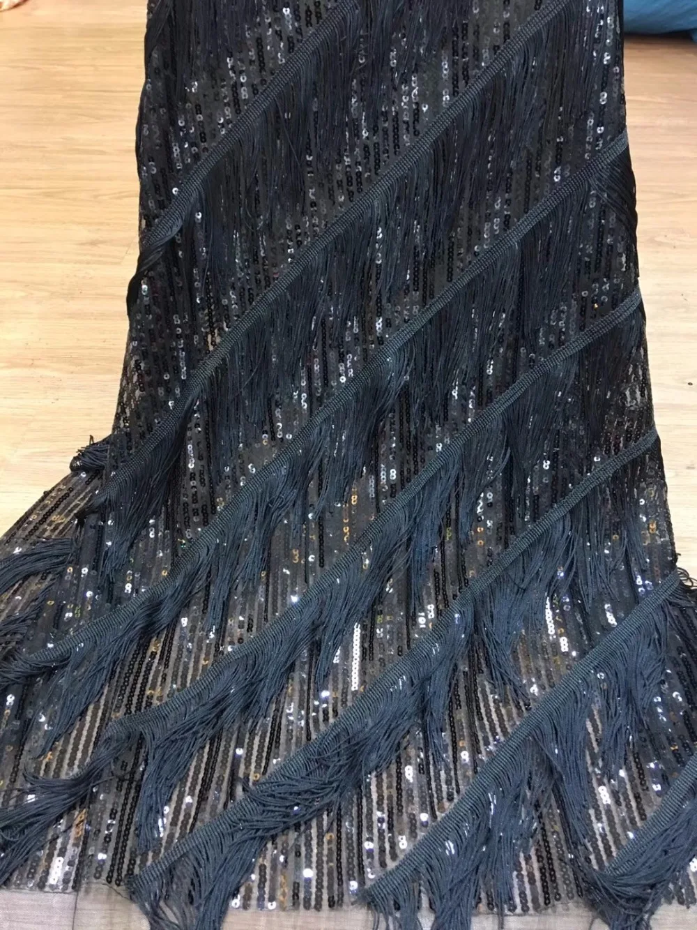 Нигерийский Тюль кружевная ткань с блестками кисточкой 2020 Высокое качество