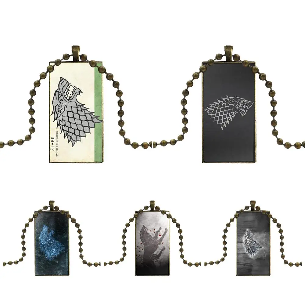 Игра престолов дом Старк стеклянная подвеска с изображением галактики ожерелье