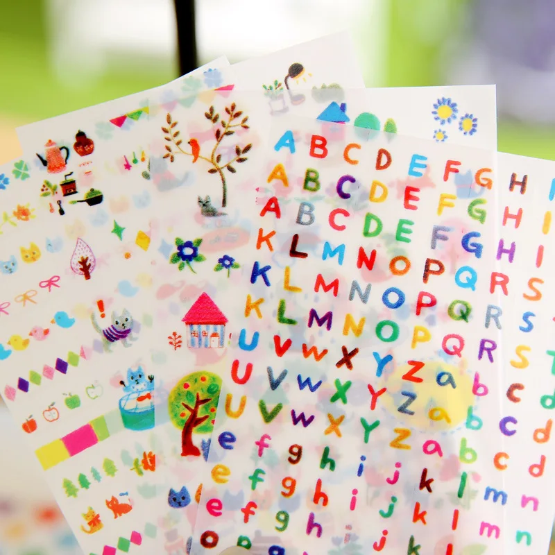 6 листов прозрачные наклейки из ПВХ для альбома сделай сам|stationery diary|stationery products for