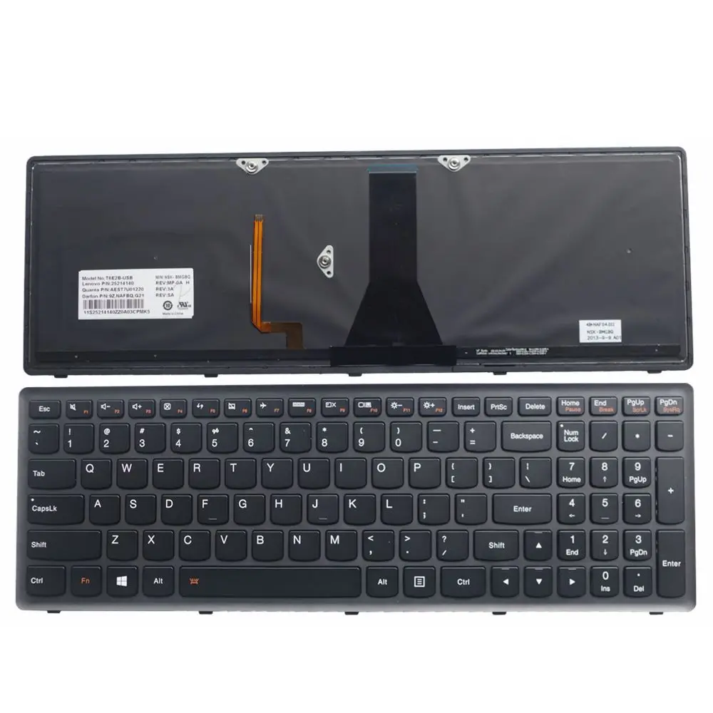 YALUZU Клавиатура для ноутбука Lenovo IdeaPad Flex 15 Flex15 США черная рамка английская