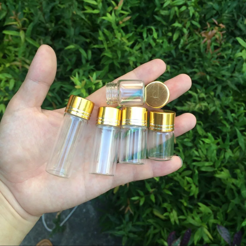 Jars Glass Bottles with Aluminium Gold Screw Caps Empty 5ml 6ml 7ml 10ml 14ml Crafts 100pcs Free Shipping | Дом и сад