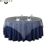 135x135cm party table cloth sheer organza tablecloth for weddings valentines day hotel restaurant table overlays