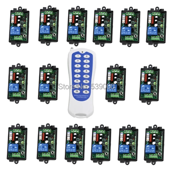 AC220V 1 CH 1CH RF беспроводной переключатель 16-канальный передатчик
