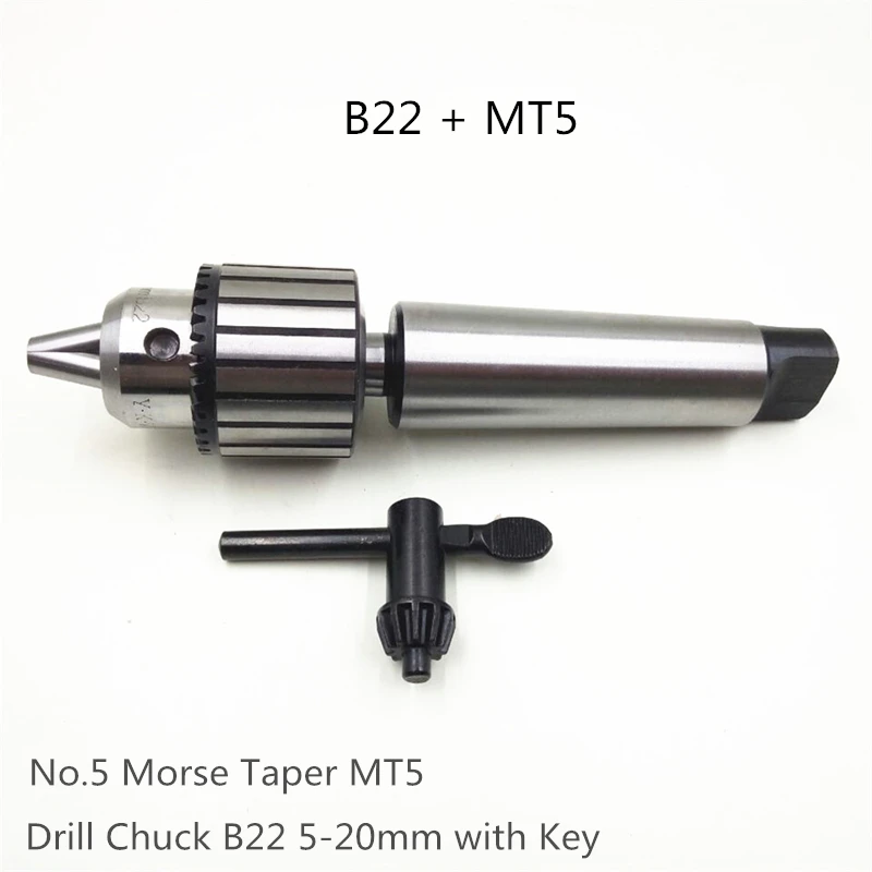 

Morse Taper Shank Drill Chucks with Key Set Drill Chuck B22 5-20mm With No.5 Morse MT5 Taper for Lathe CNC Used