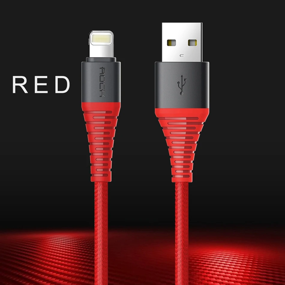ROCK USB кабель для iPhone X, 8, 7, 6 plus, 5S, 2.1A, синхронизация данных, высокопрочный USB кабель для iPhone XR, XS, MAX, X, 7, 6s plus, зарядный кабель