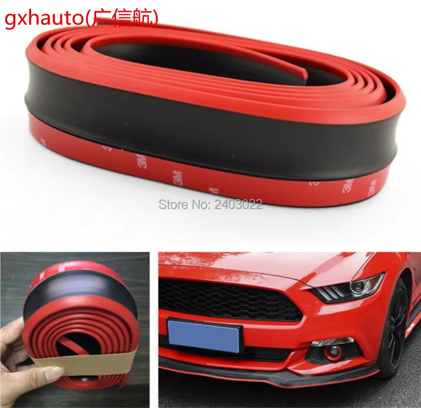 2.5m black/red front protector car bumper skirts anti scratch strip lower lip