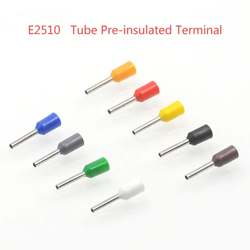 

100/200pcs Tube insutated cord end terminals Electrical crimp terminal wire connector E2510 cable ferrules VE 14AWG 2.5mm2