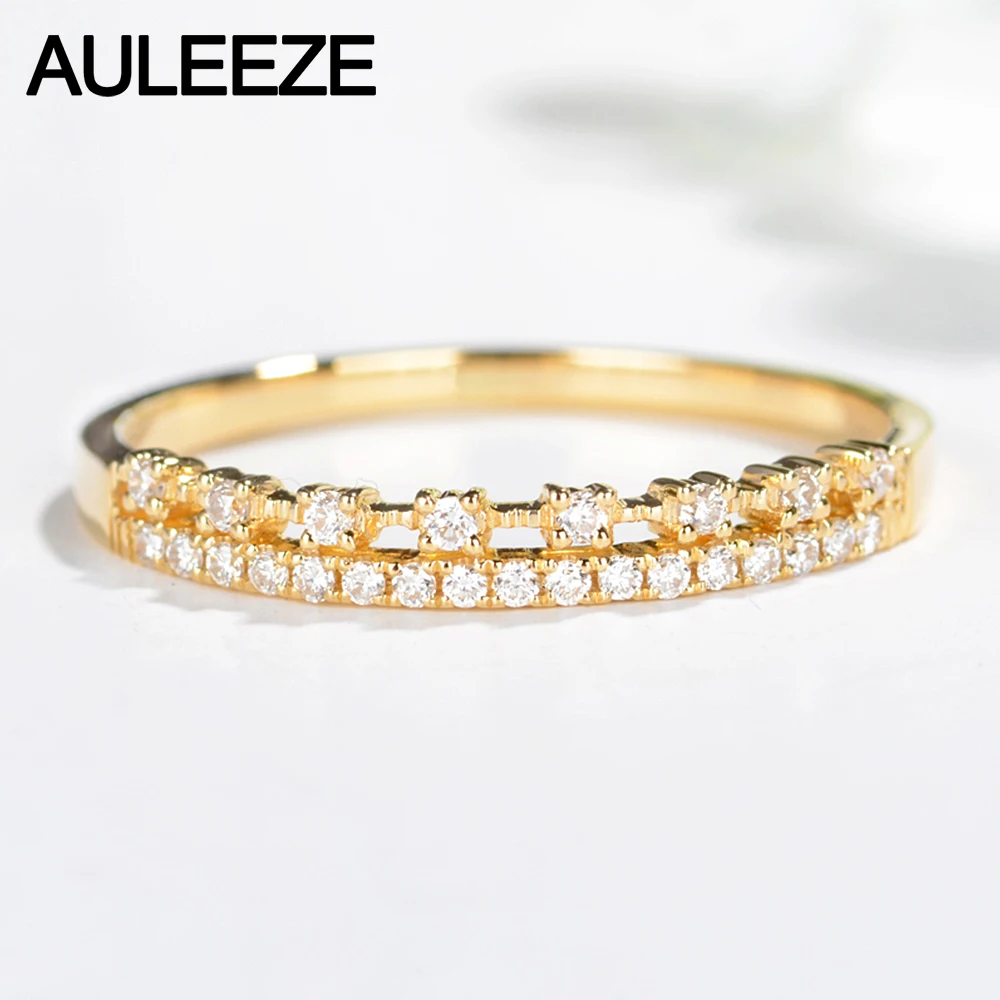 Женские обручальные кольца AULEEZE 0.17ctw с натуральным бриллиантом 18k 750 желтое золото
