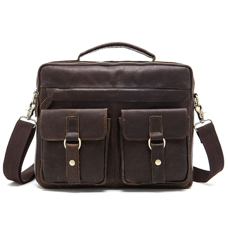 Фото Настоящая мужская сумка через плечо портфель для бизнеса 14 дюймов ноутбука Crazy