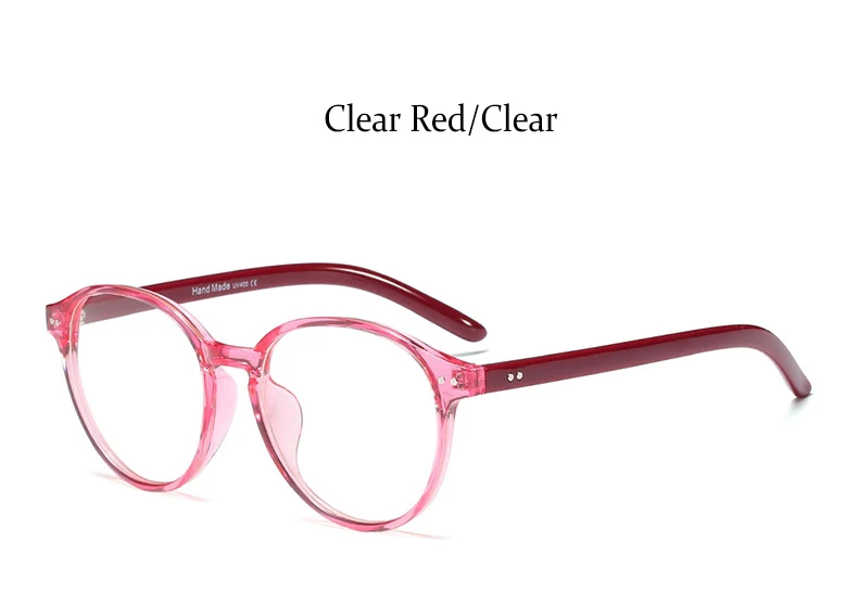 Clear Red Clear Круглые очки, прозрачные женские очки, Ретро стиль, прозрачные компьютерные поддельные очки, оправа для очков, оправа для женщин - Цвет оправы: Clear Red Clear