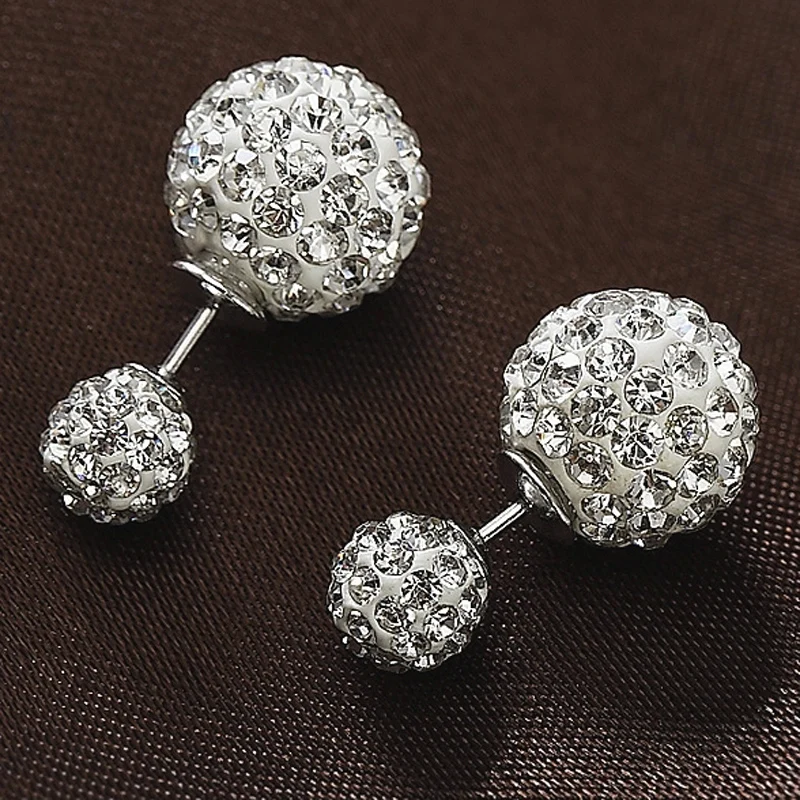 Серьги пусеты из стерлингового серебра 925 пробы с блестящими кристаллами