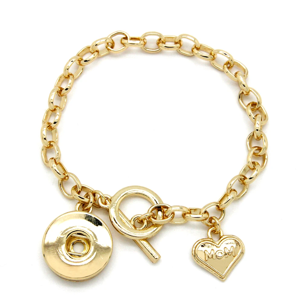Браслет с родиевым покрытием и золотом/розовым золотом|button bracelet|snap button braceletpendant