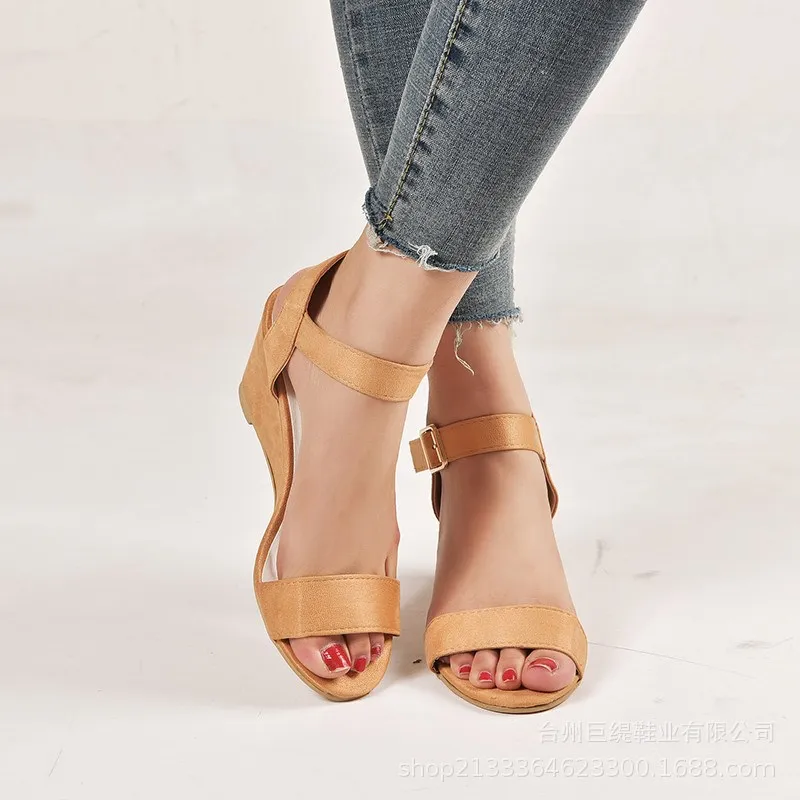 Sandra Jrr 2019 Summer Wedges Heel Sandals Plus Size Open Toe Casual Pumps Shoes Women Leather Med Height Increasing | Обувь