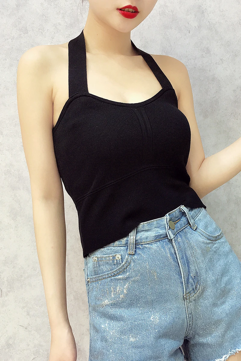 Женская Трикотажная майка ALPHALMODA однотонная Короткая Стильная летняя на лето 2018 |