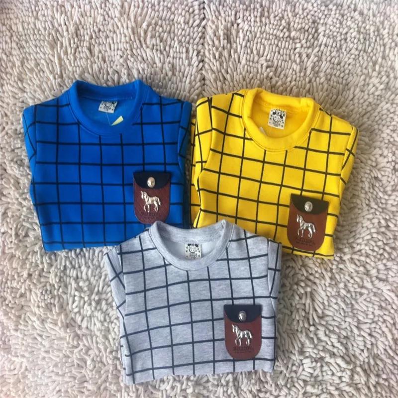 Детская зимняя ФЛИСОВАЯ ФУТБОЛКА в клетку с круглым вырезом|boys t shirt|t shirts forboy |