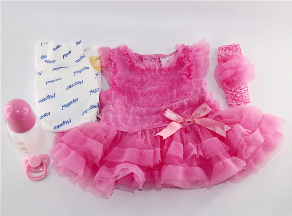 Bebes reborn realista 23 &quot57 см Силиконовая Кукла baby розовое платье для девочки кукла