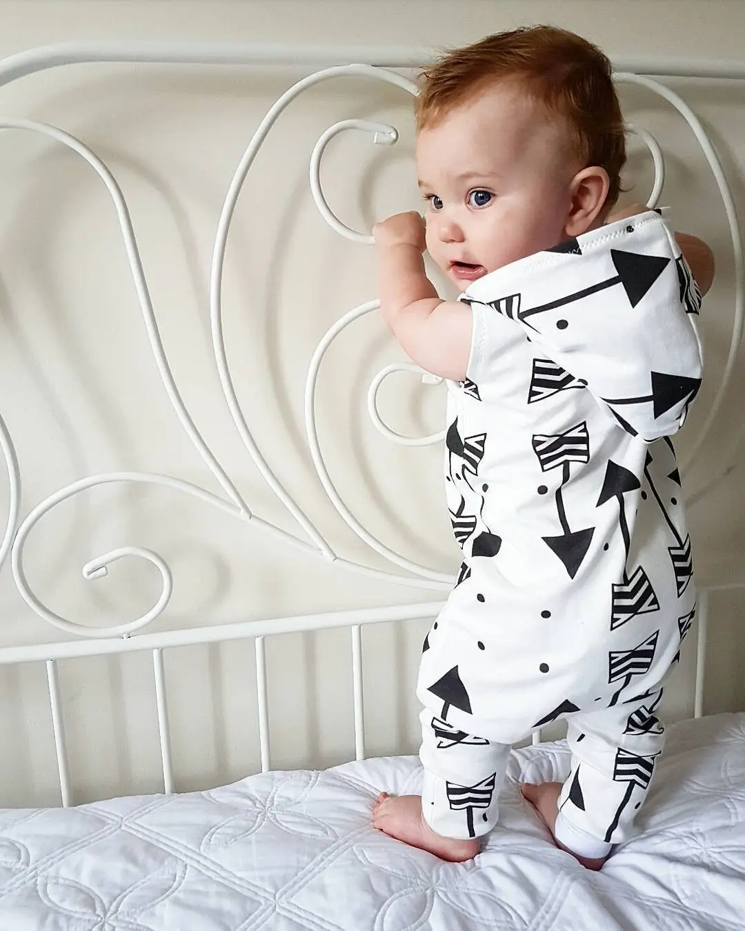 2019 new cute Children Sleeveless Arrow Clothing Infant Baby Boy Kid Hooded Sleeveles Romper Jumpsuit Outfits Clothes |