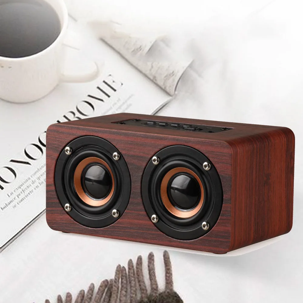 Деревянный беспроводной Bluetooth динамик Портативный hifi шок бас-динамики TF caixa де