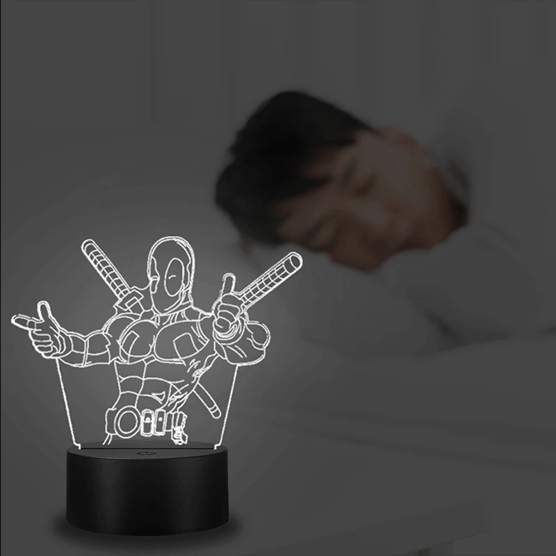 VCity 3D ночник настольная лампа Светодиодная лампа Дэдпул RGB многоцветные изменения лучшие подарки дети кино вентиляторы коллекция сувенир подарок