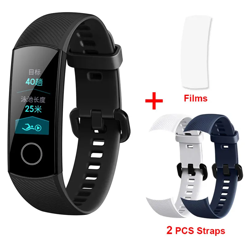 HUAWEI Honor Band 4 умный Браслет фитнес-браслет в режиме реального времени пульсометр научный монитор сна 5ATM плавание носимый стандарт - Цвет: Black Add BW Strap