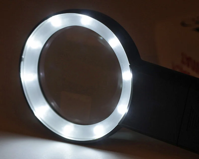Ручной 10 LED Лупа 6X Manifying стекло со световым оптическим стеклом объектив цветная