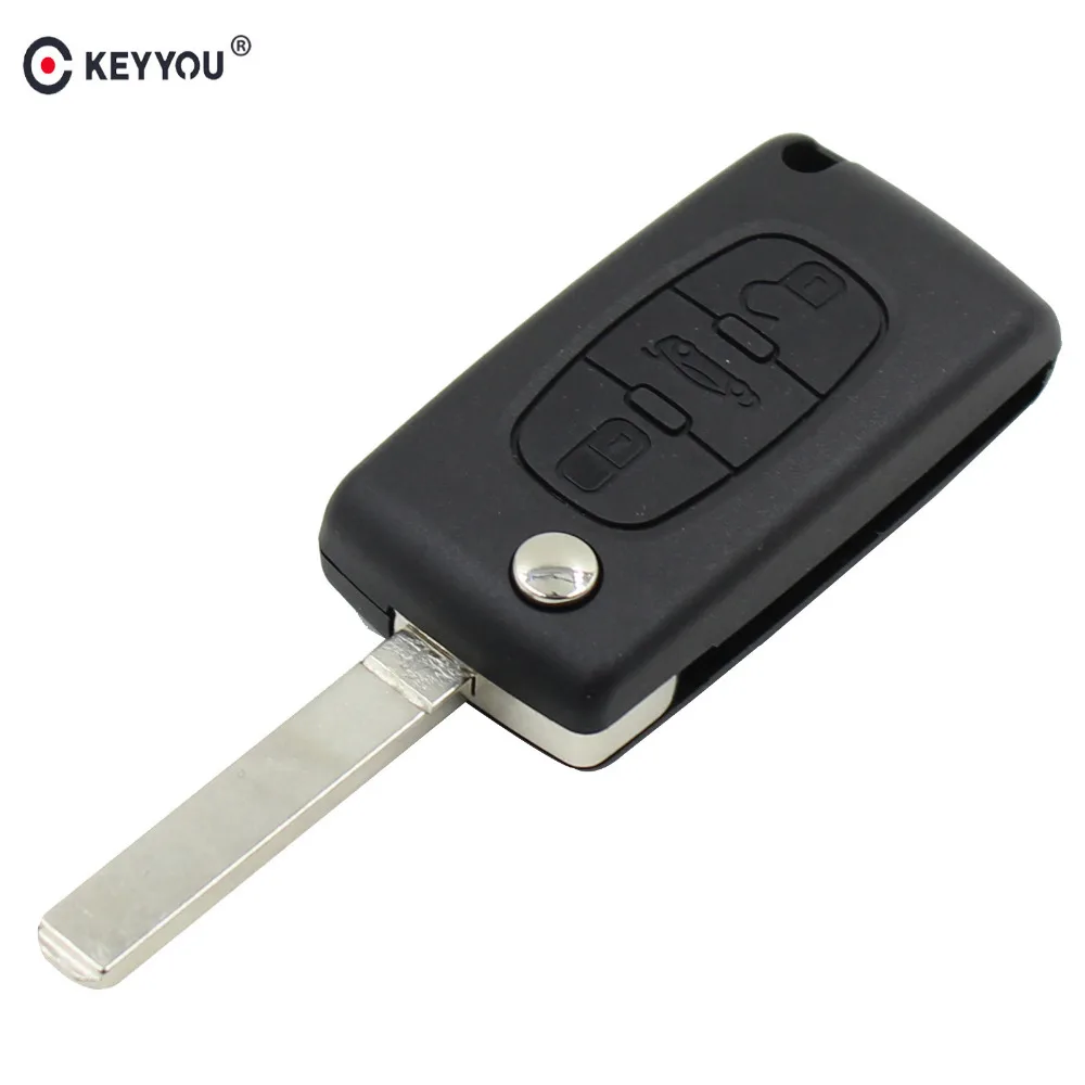 KEYYOU 3 кнопки дистанционного откидного складного необработанного ключа оболочка
