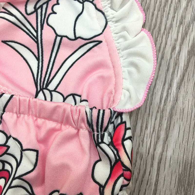 Ins/Новинка летняя одежда для маленьких девочек с завязками и на шее кружевной