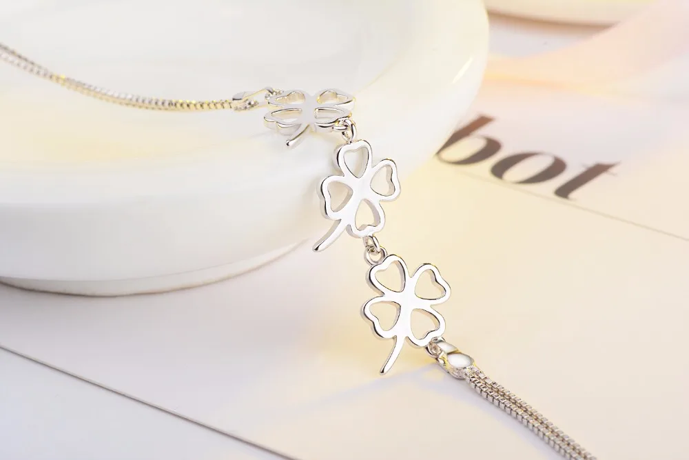 Женский браслет с серебряным покрытием Love Clover популярный аксессуар для вечерние