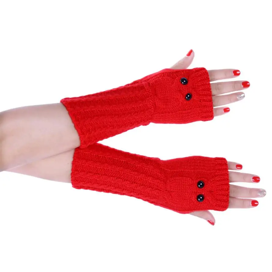 Модные вязаные перчатки без пальцев с совой Guantes мягкие теплые Luvas femininas para o inverno |