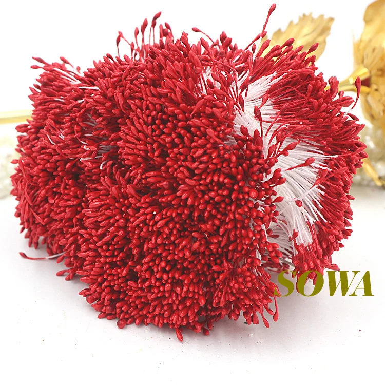 

Free Shipping 1mm 900pcs/Lot Double Heads Red Flower Pearl Stamen Cake Decoration Craft DIY
