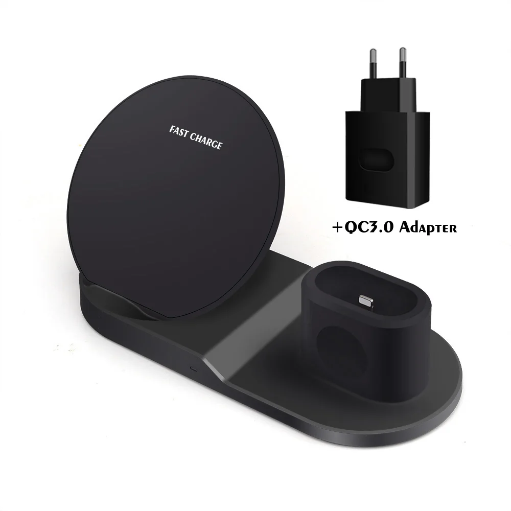 DCAE 3 в 1 Быстрое беспроводное зарядное устройство QI для iphone 8 Plus X XR XS MAX samsung S10 S9 10W док-станция для Apple Watch iWatch 4 2 3 Airpods