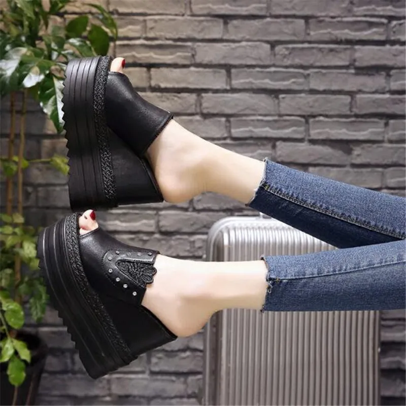 Летняя обувь женская на платформе тапочка 15 см каблуке zapatos mujer женские шлепанцы |