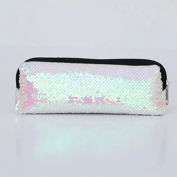 Pink white Пенал-карандаш из материала Escolar Sequin Etui Pennen для девочек, пенал Kalem Kutusu Lapiceras Estuche Escolares Kawaii Hairball - Color: Pink white