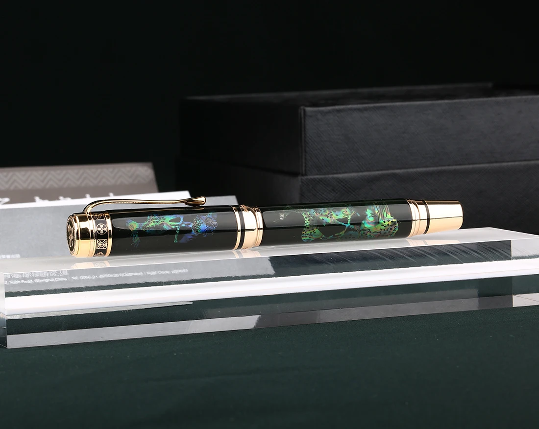HERO 18K Золотая коллекция авторучка Ограниченная серия красивый Олень металл и морская раковина гравировка тонкий перо 0,5 мм ручка и подарочная коробка