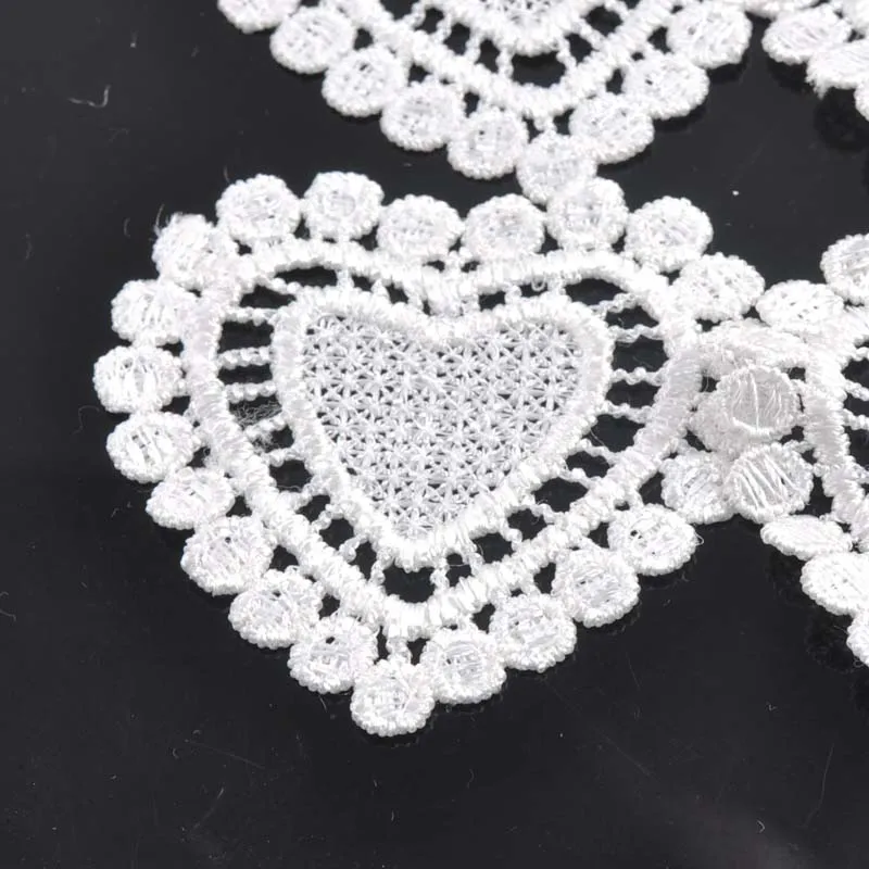 30 шт./лот в форме сердца полые кружева сетки аппликация отделка для одежды