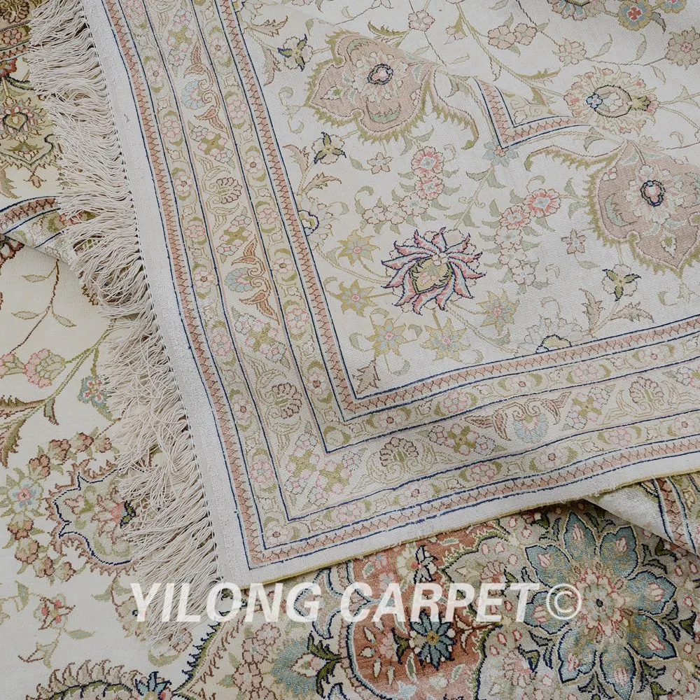 

Yilong 9'x12' Vantage classic rug large antique beige hereke persain handmade carpet (1913)