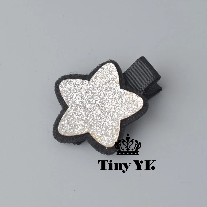 silver color clips Блестящая Милая эластичная резинка для волос с пятью звездами, повязка для волос, головные уборы, эластичные резинки, детские шпильки, аксессуары для волос - Цвет: silver color clips