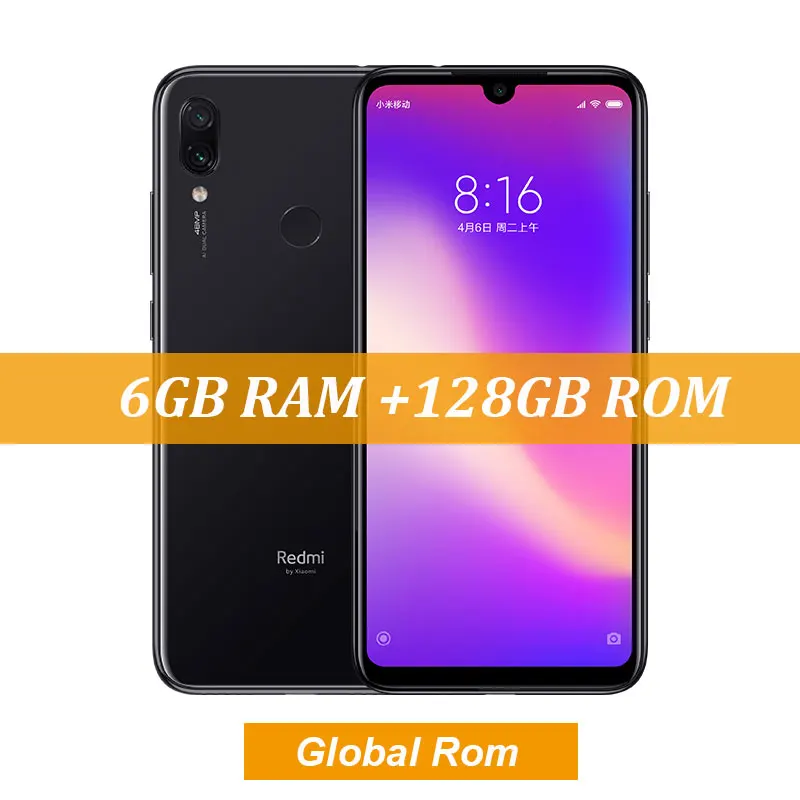 Global Rom Black Xiaomi Redmi Note 7 Pro с глобальной прошивкой, 6 ГБ, 128 ГБ, 48 МП, IMX 586, камера Snapdragon 675, четыре ядра, 6,3 дюйма, FHD экран, мобильный телефон, QC 4,0 - Цвет: Global Rom Black