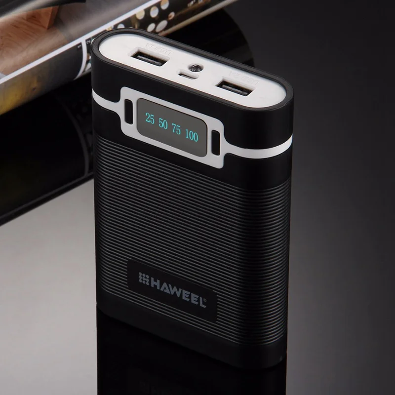 Высококачественный HAWEEL, 4x18650, двойной usb порт, светодиодный дисплей, 10000 мА/ч, чехол для аккумулятора, блок питания, 2 usb порта для S8 Mi6, Oneplus i7