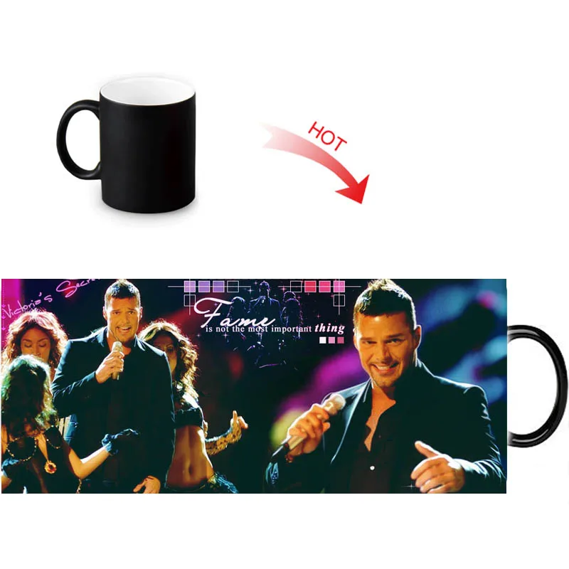 Ricky Martin Print Color Change/Changing Ceramic Mug Heat Sensitive Porcelain Mugs Coffee Tea Milk Cups | Дом и сад