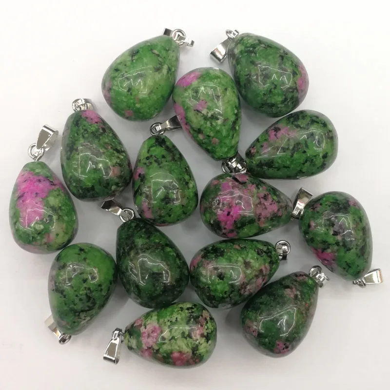 

Wholesale fashion 12PCS natural Epidote stone pendants charms water drop pendant for Necklaces jewelry making