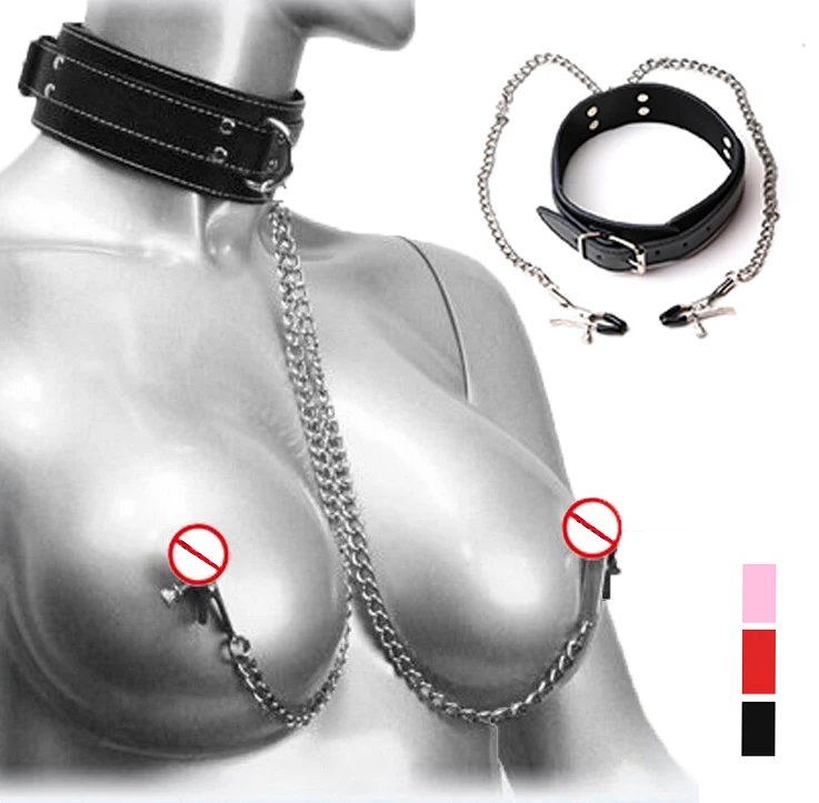 CRDC сексуальный ошейник из искусственной кожи с зажимами для сосков раб пар